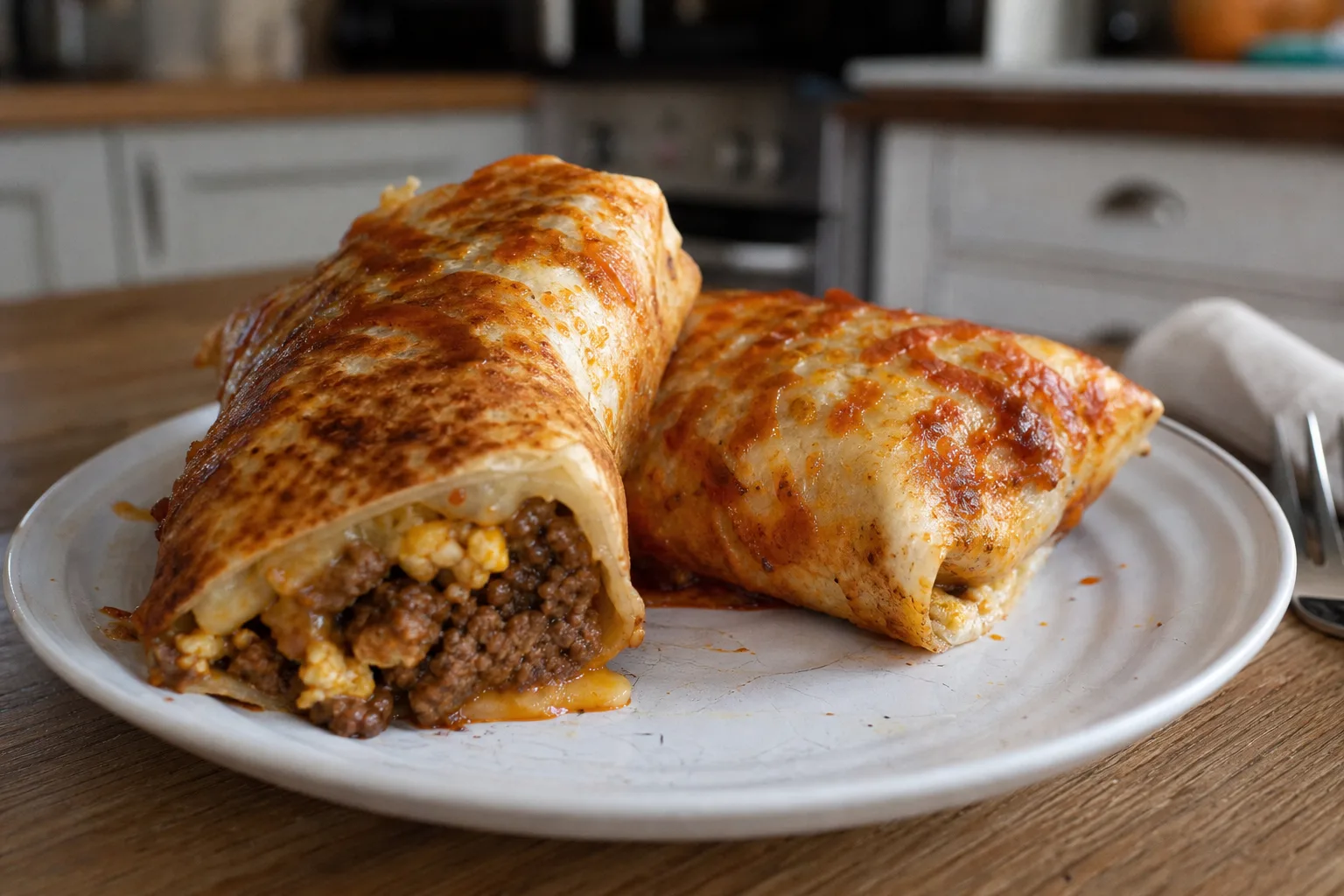 High-Protein Grilled Cheese Breakfast Burritos