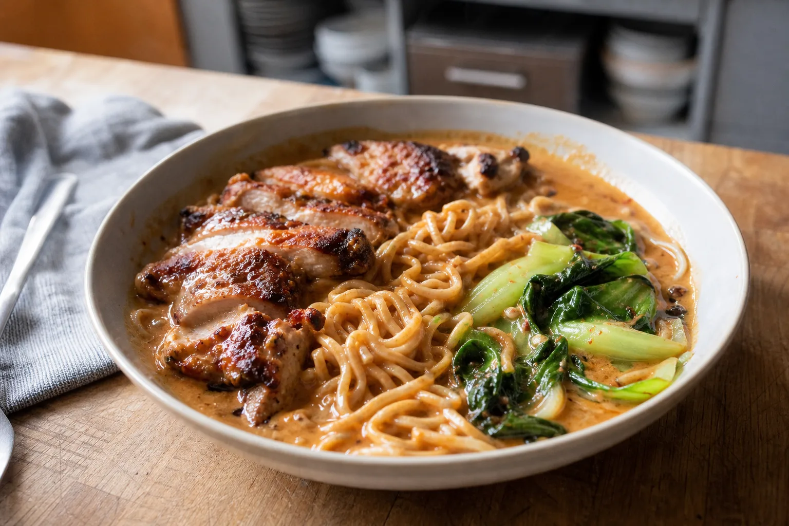 Creamy spicy chicken ramen