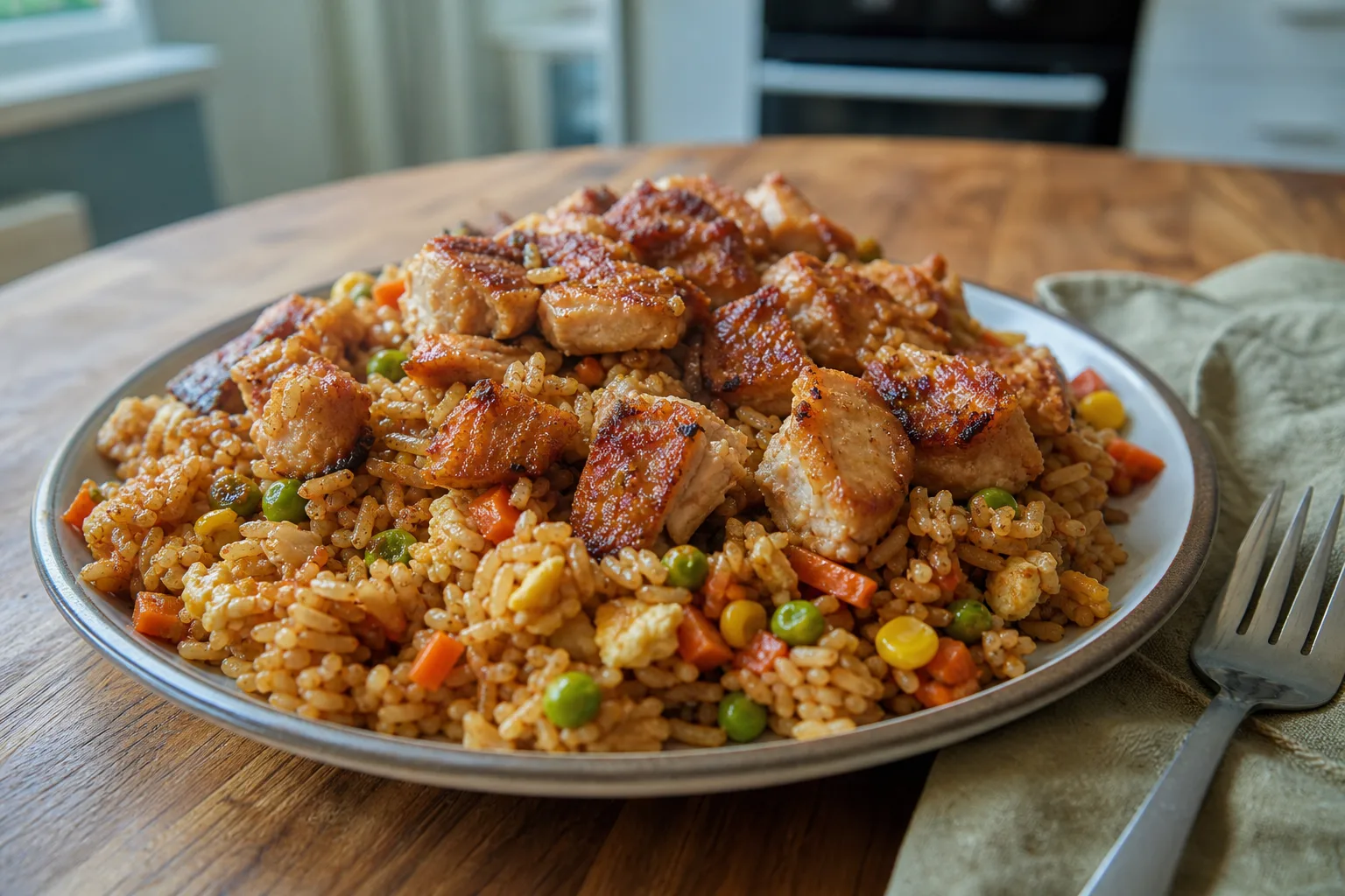 Crispy Chicken Fried Rice with High Protein