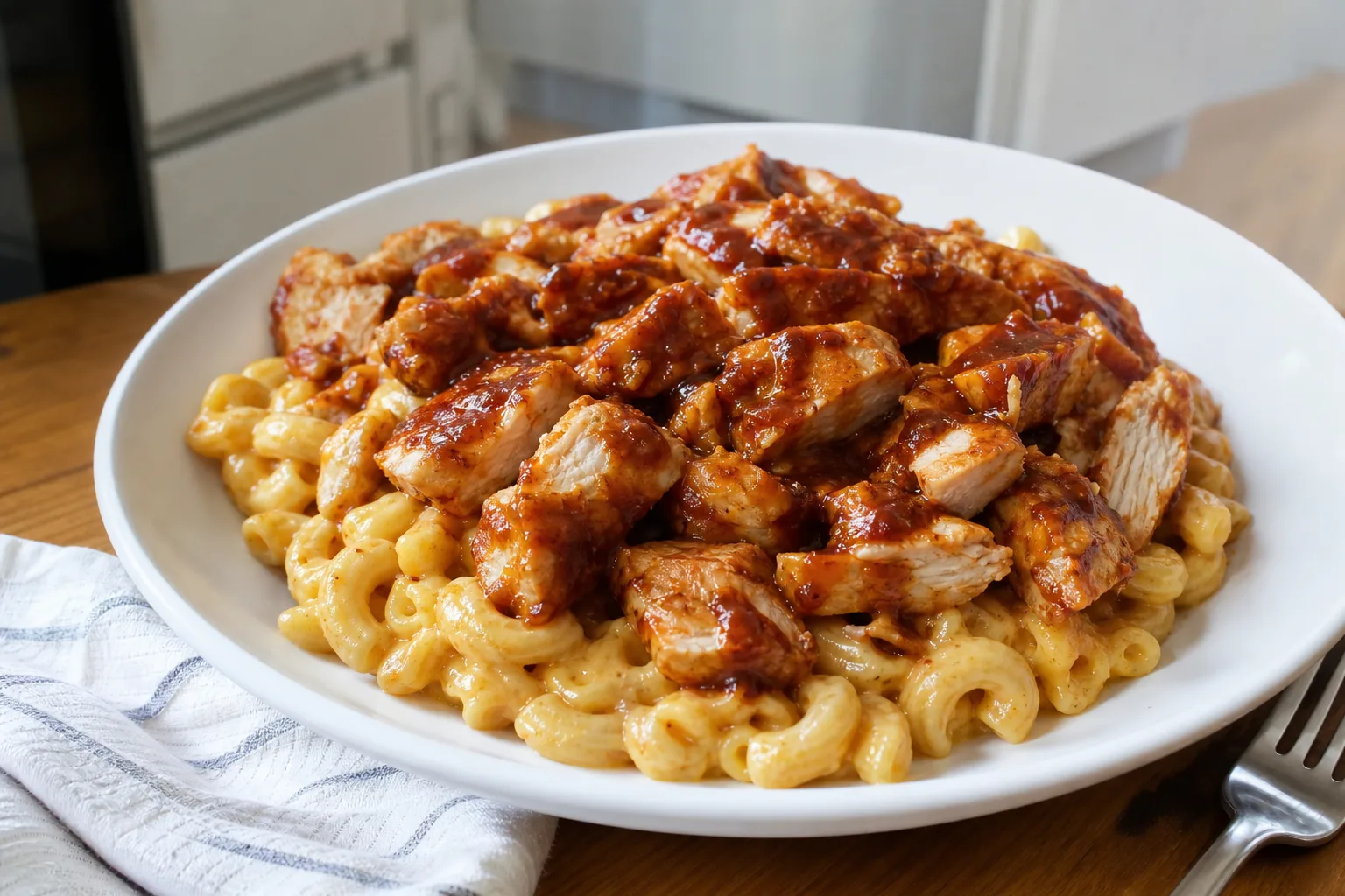 High-Protein Honey BBQ Chicken Mac & Cheese