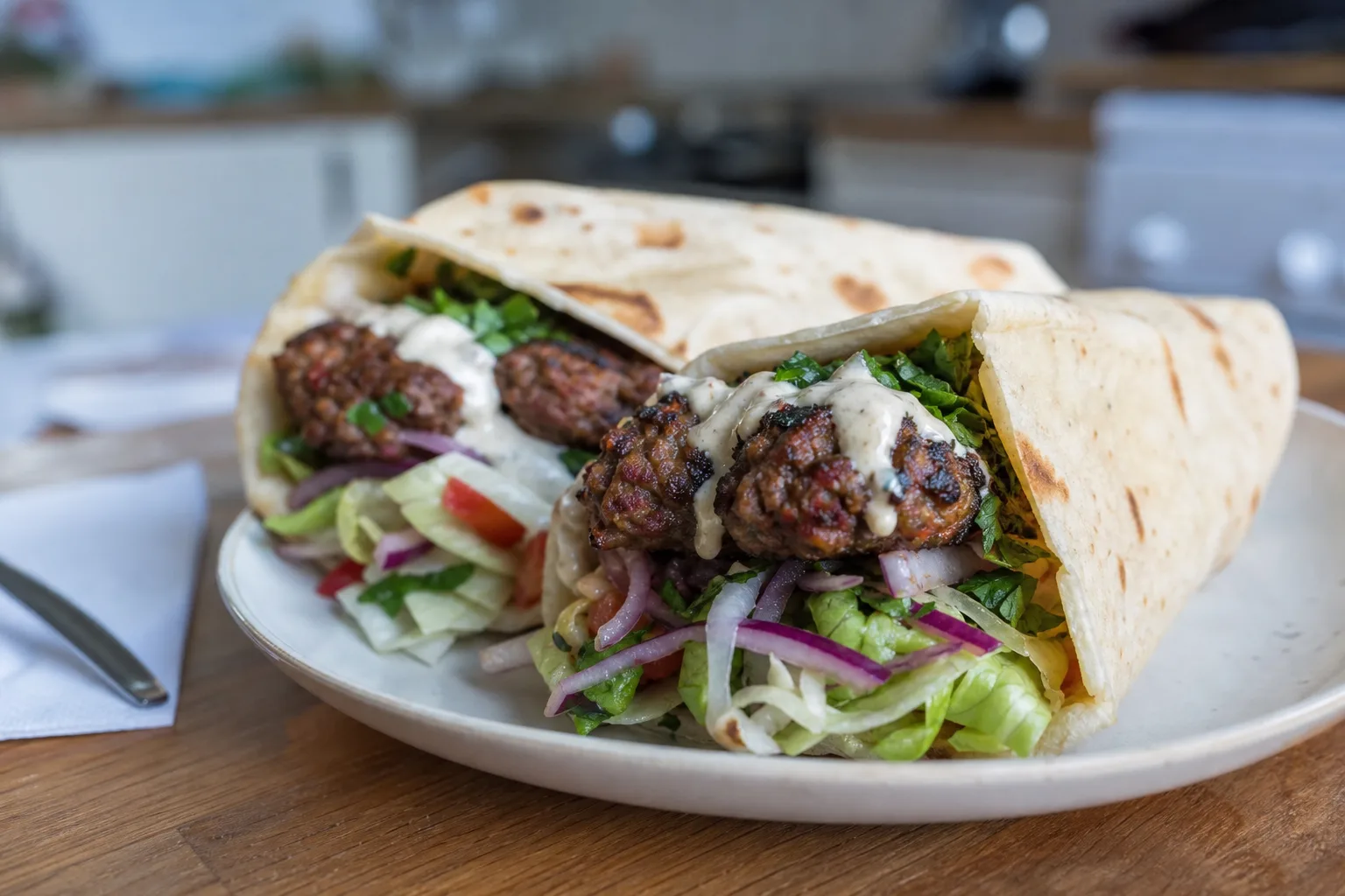 Traybake beef kefta wraps