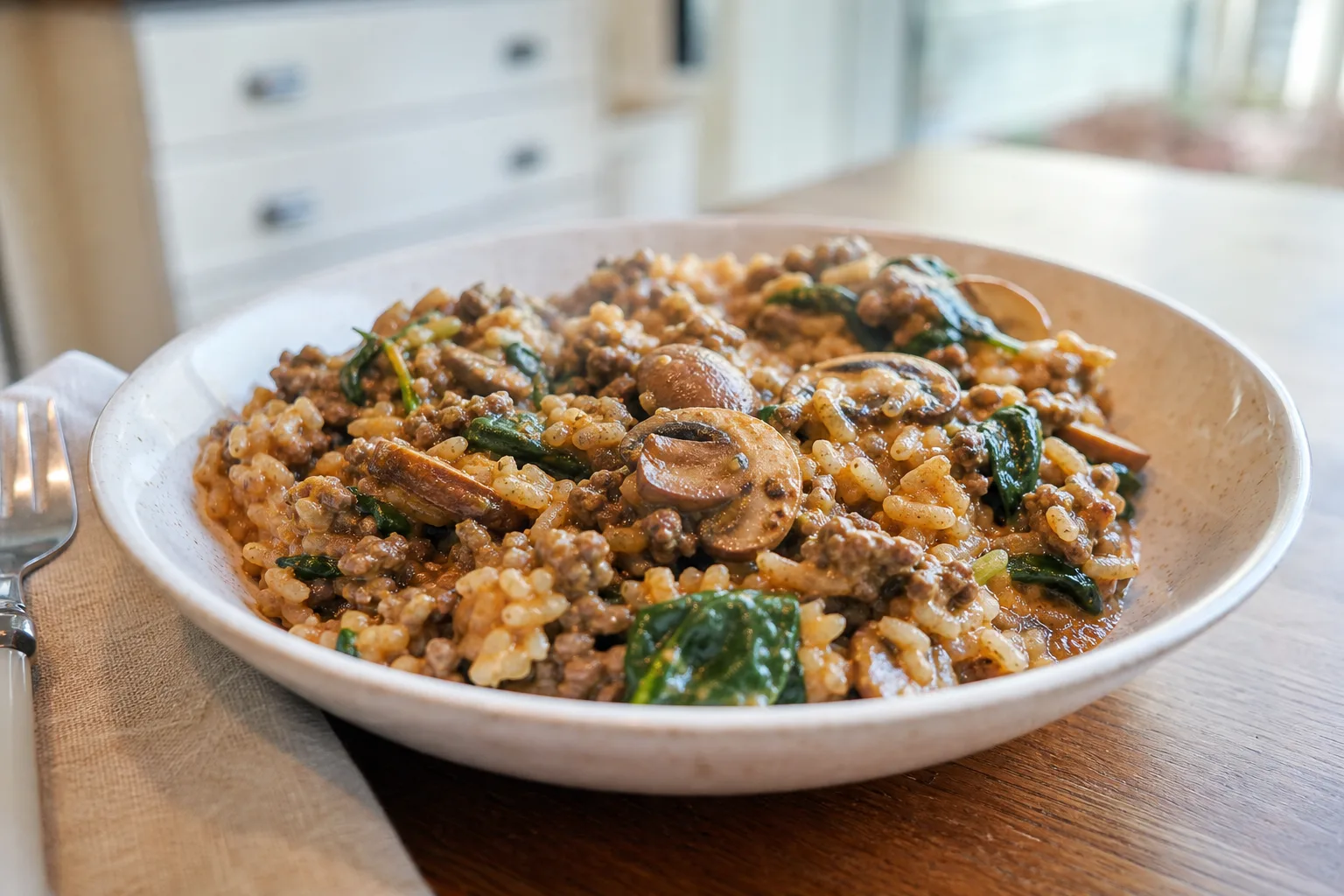 Creamy Butter Garlic Mushroom Rice Bowl