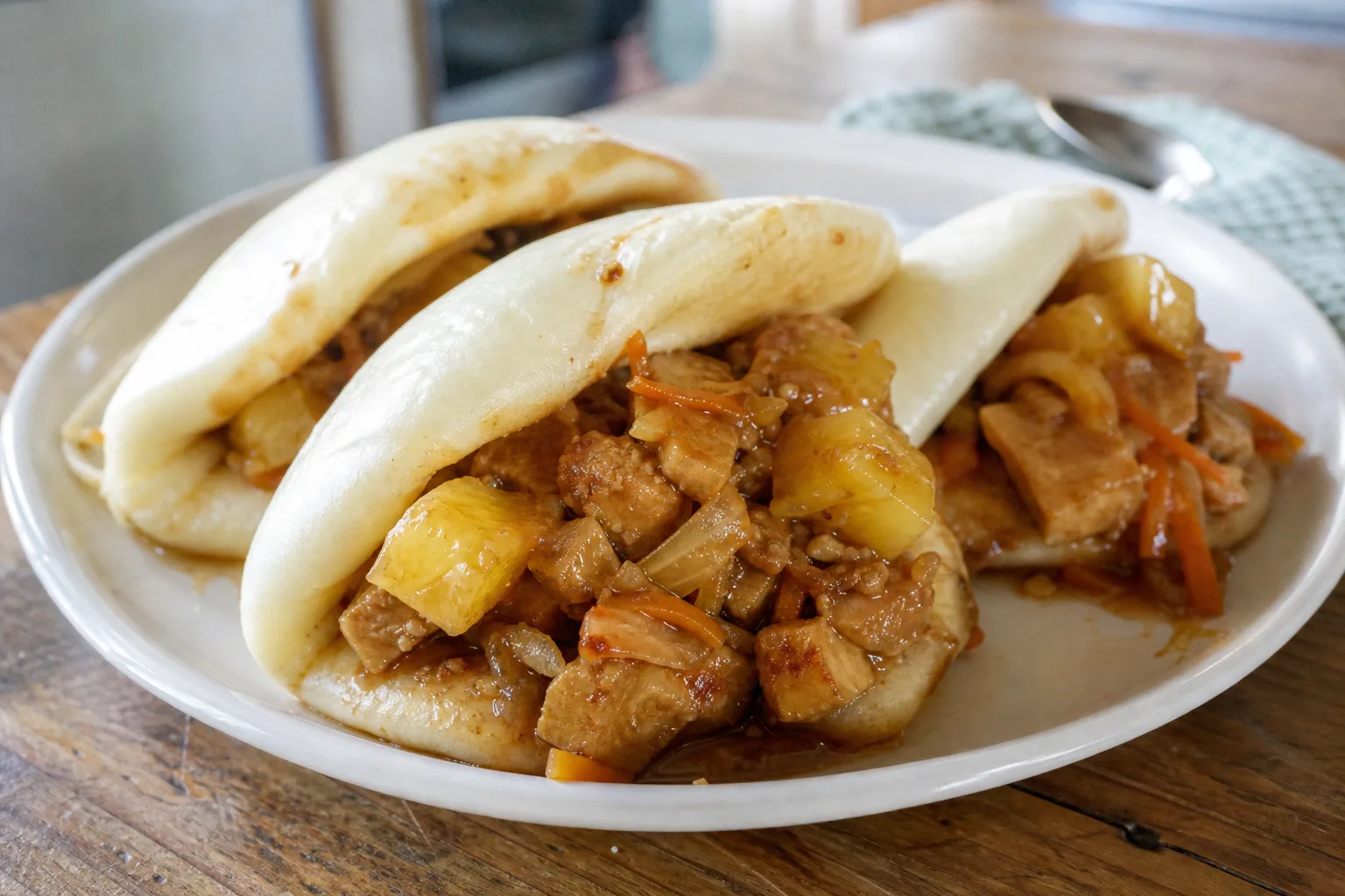 Honey chicken bao buns from the slow cooker