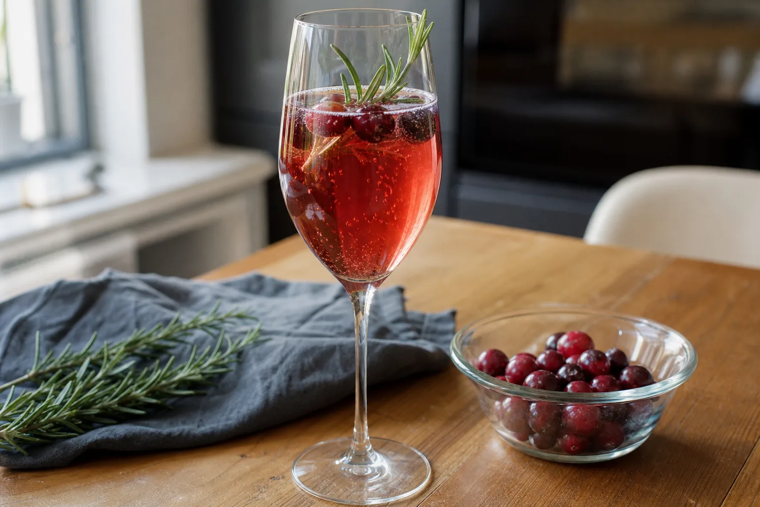Festive cranberry champagne cocktail