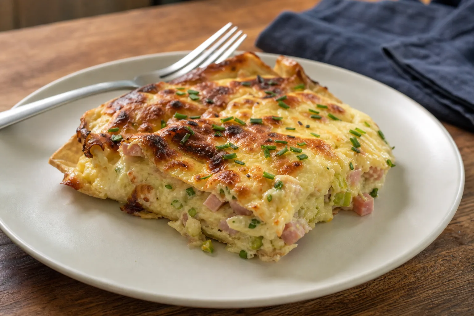 Low-carb ham and cheese quiche