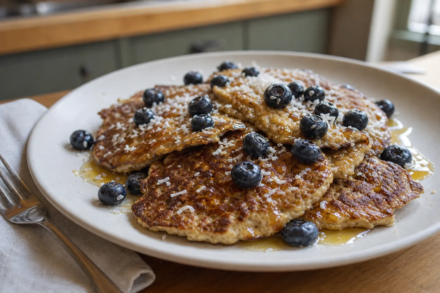 Banana pancakes with oats and coconut