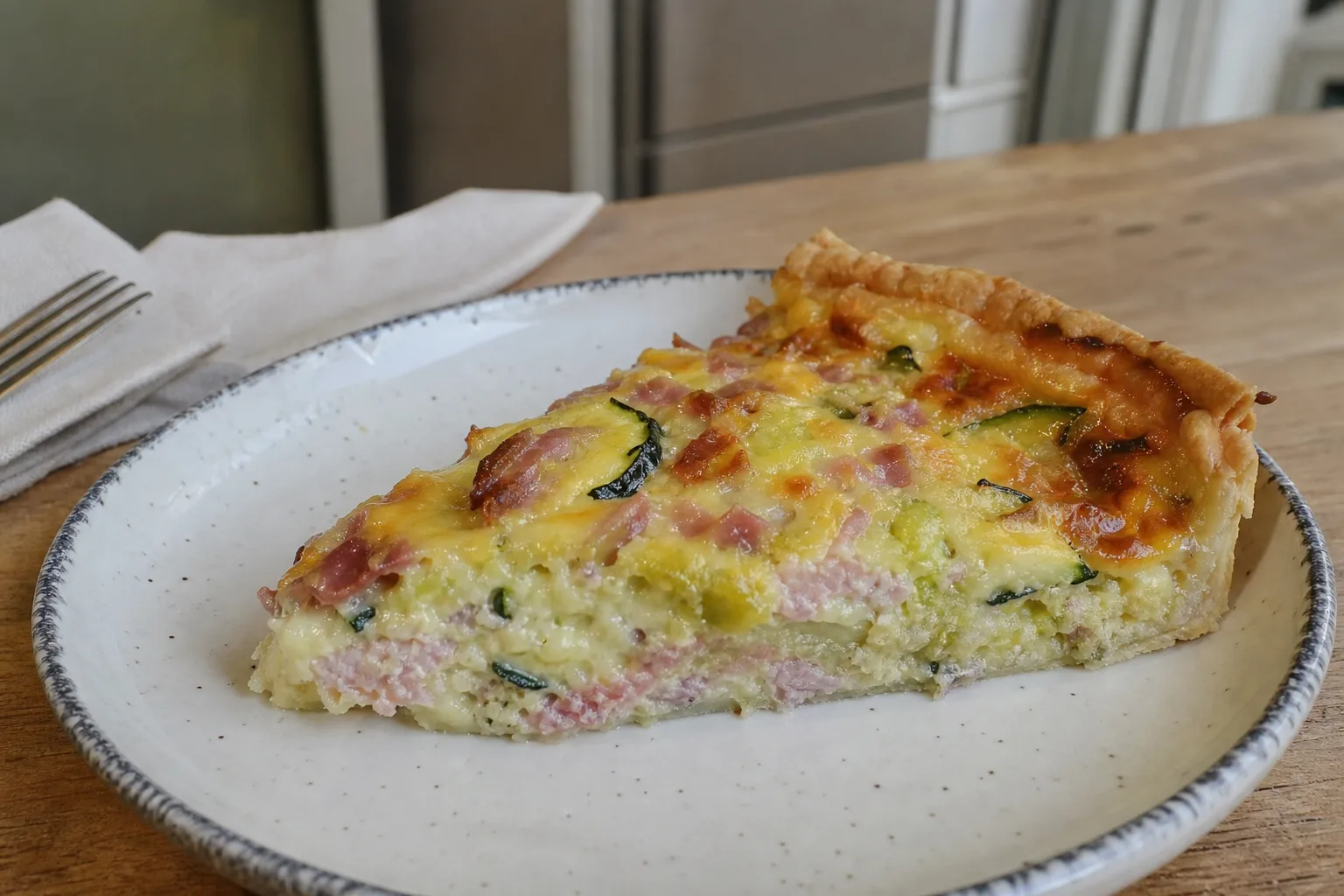 Ham and courgette quiche