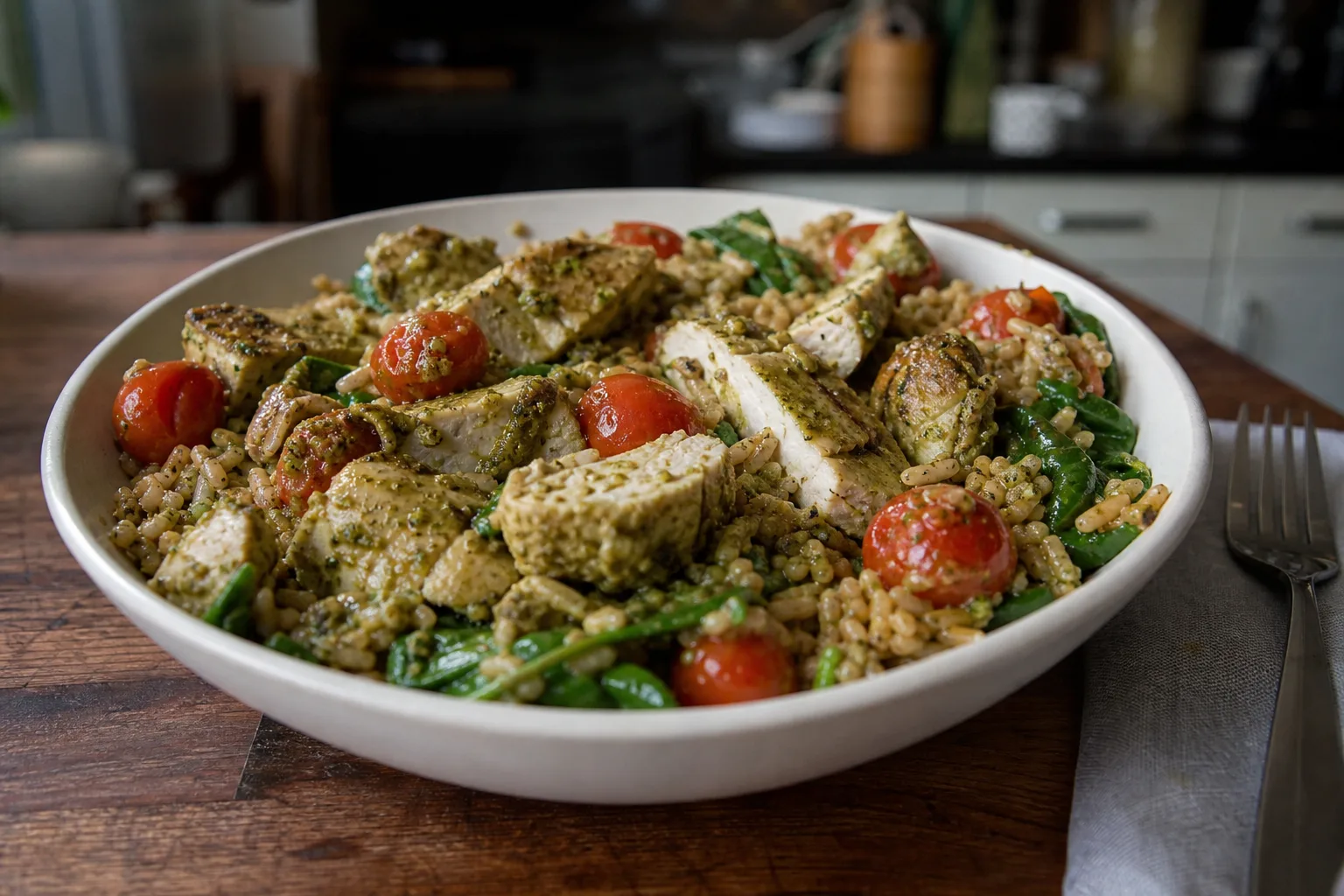 Family-Size Chicken Pesto Meal Prep Bowl