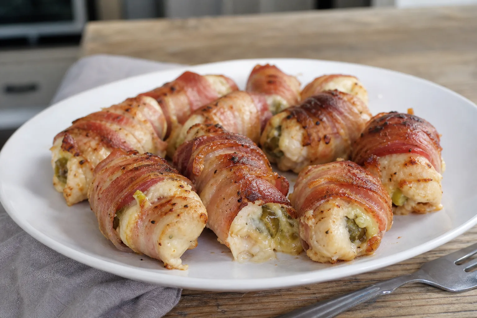Jalapeño, cheese & bacon chicken rolls
