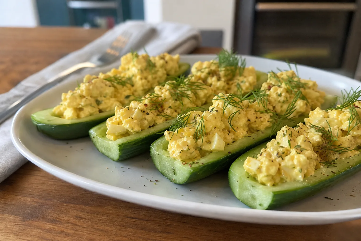 Egg Salad Cucumber Boats