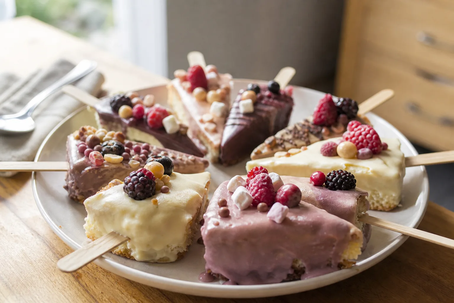 Mini cheesecakes on sticks