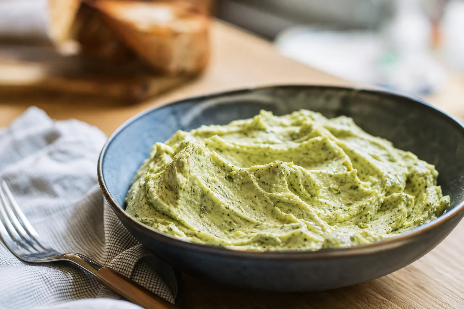 Super-fluffy pesto butter