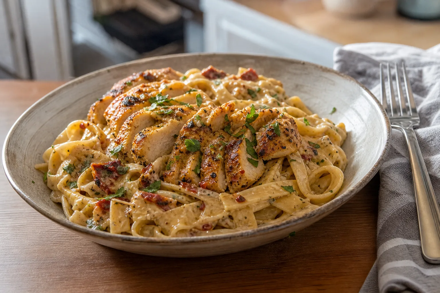 Honey Butter Chicken Alfredo Pasta