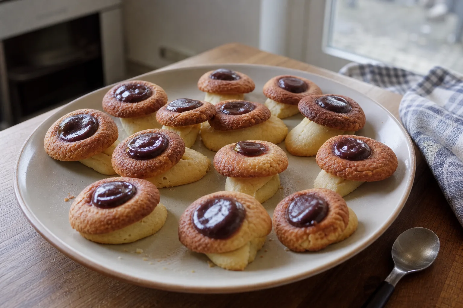 Mushroom thumbprint cookies