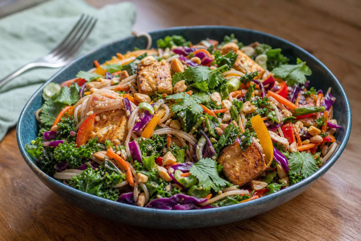 Crunchy creamy Thai noodle salad
