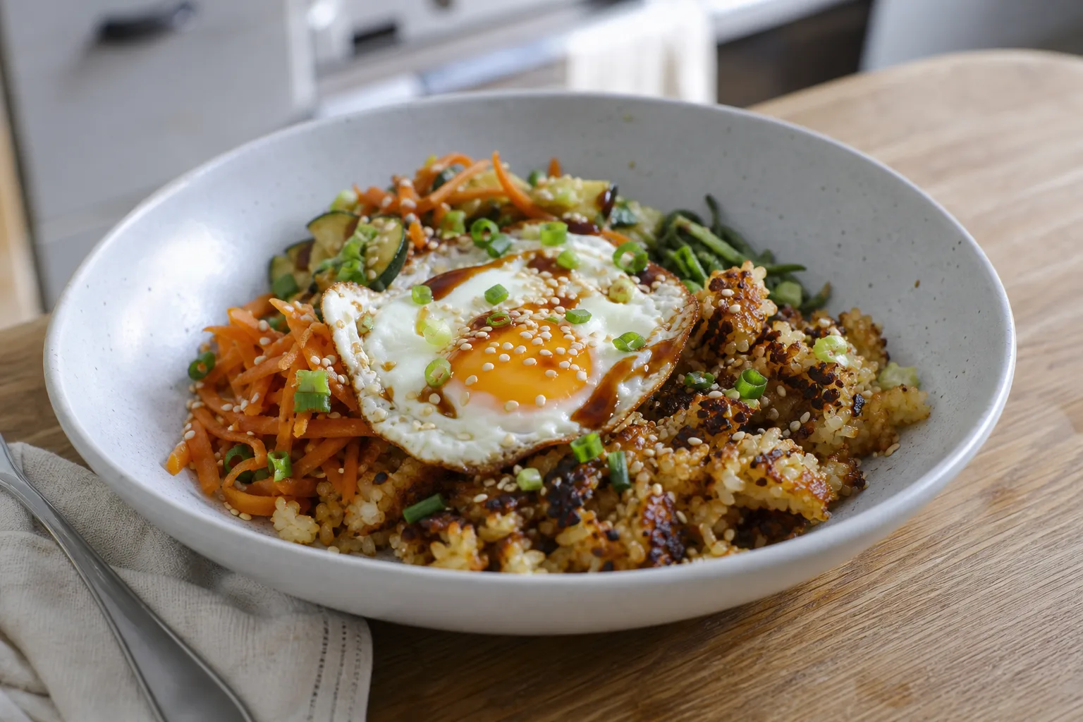Krokante rijst bibimbap